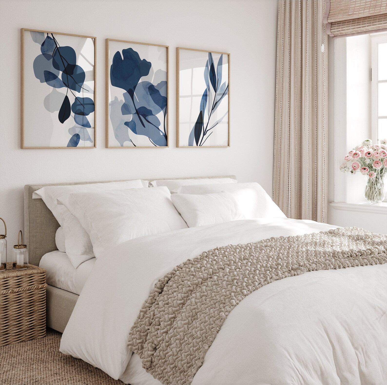 Botanical Wall Art Prints 3 Panel SET 'bohemian Botanicals Set' Home ...