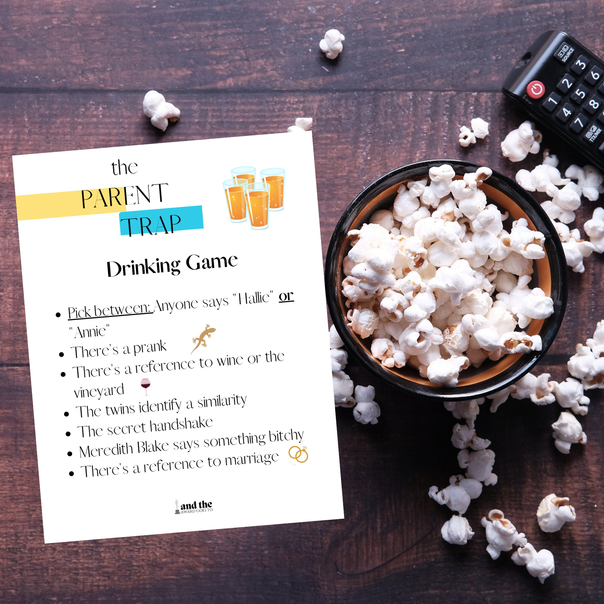 The Parent Trap Movie Party Game Printable Downloadable Game