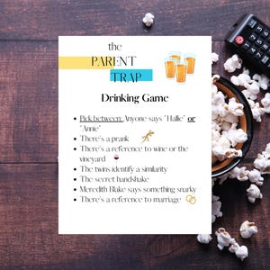 The Parent Trap Movie Party Game Printable Downloadable Game Bachelorettes Slumber Party Birthday Party