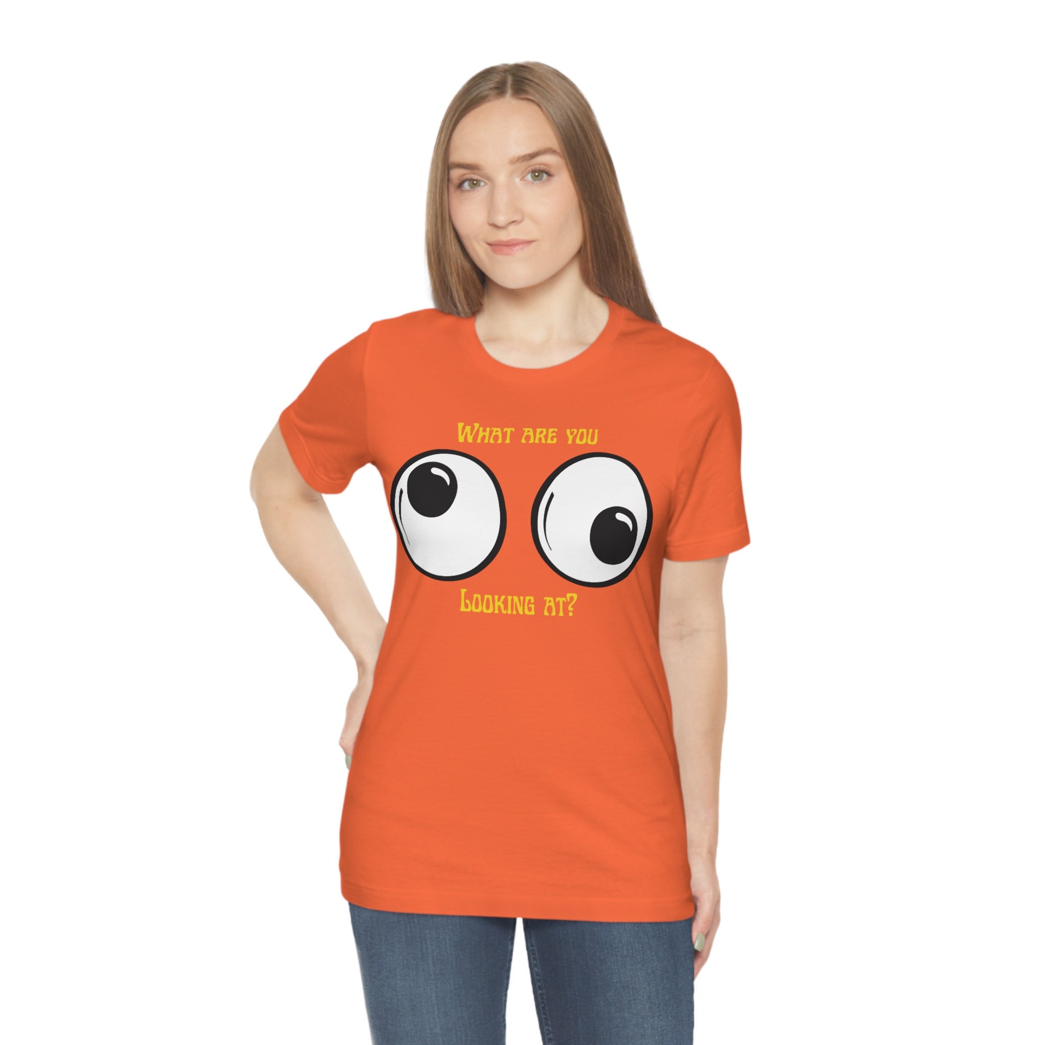 ◆ojos◆ OJOS x NOITOW SHU Graphic Crop Tshirt Blue 25CB_SH Googly Eyes T-shirt! What Are You Looking At? on Chest