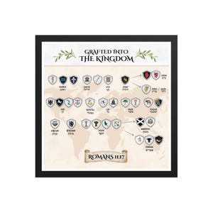 Las 12 tribus de Israel enmarcadas en 16 x 16 pulgadas: los 32 símbolos