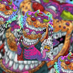 Sticker vinyle Manic Clown 1 - Premium, personnalisé, art sombre trippy et avant-gardiste, résistant aux rayures, holographique, couleurs vives, matériau de premier ordre !