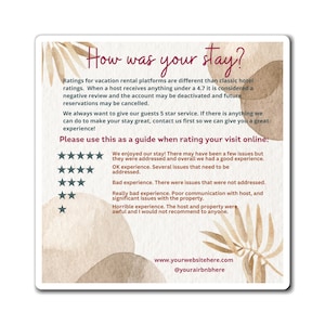 Airbnb Review Magnet 5 Star Ratings Guide Ratings Explanation Magnet 5 Star Magnet for Hosts, Boho Design