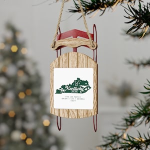 Kentucky Ornament, Custom Ornament, Personalized Ornament, Custom State Ornament, Custom Christmas Ornament, Sled Ornament