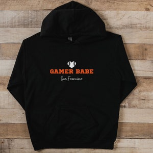 SF Gamer Babe Black Gildan Hoodie | San Francisco Baseball | Spring Training | SF Giants Baseball Opening Day 2023