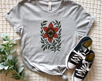 Dark Academia Plant T-Shirt, Spooky Gothic Floral Tee