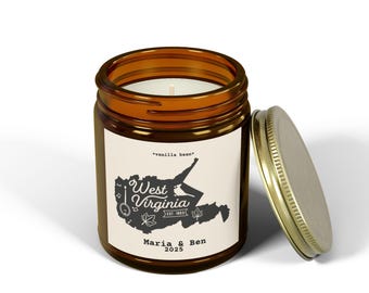 West Virginia Candle, Personalized State Map, Vanilla Bean Scent