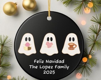 パーソナライズされたパン・ドゥルセのクリスマスオーナメント、メキシカンゴーストオーナメント