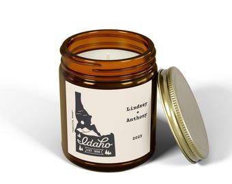 Candele personalizzate dell'Idaho, bomboniere per matrimoni, candele profumate personalizzate
