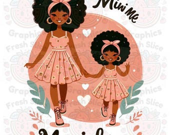 Mini Me Maxi Love SVG PNG: Afroamerikansk mor dotter (digital nedladdning)