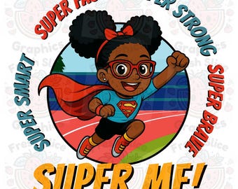 Afro Girl SVG: Superhjälte Ponytails & Glasögon (Digital Nedladdning)