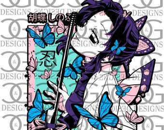 Butterfly Slayer Anime Girl - SVG PNG Digital File