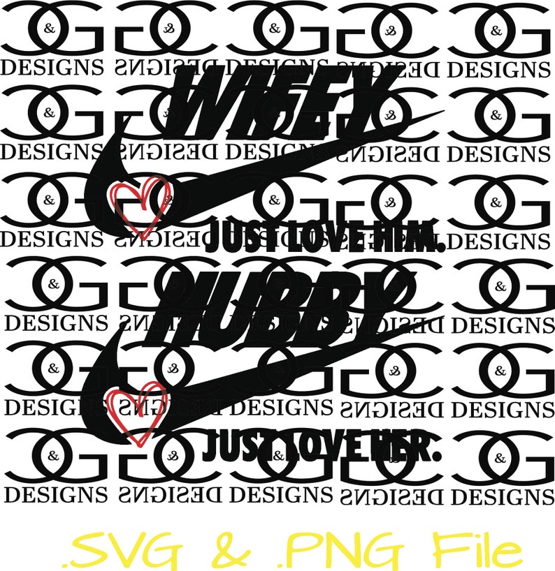 May include: Black graphic design featuring the text "Just Love It" in a stylized font, with a red heart replacing the word "love". The design includes the Nike swoosh logo. The bottom of the image includes the text ".SVG & .PNG File".
