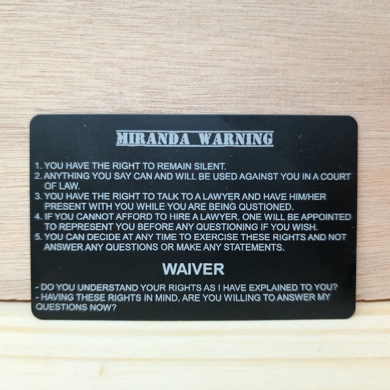Metal Miranda Rights Cards Etsy