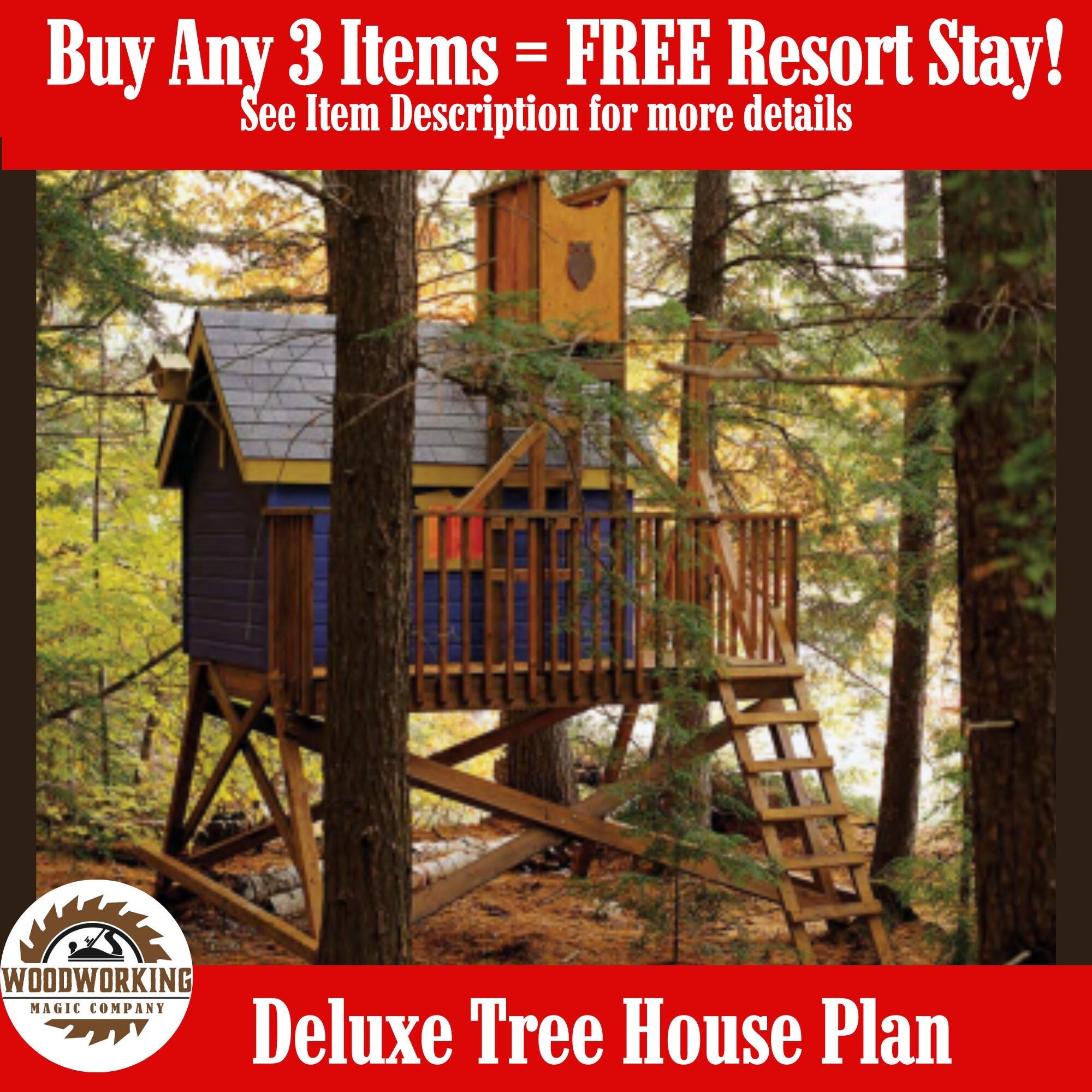DIY Modern Treehouse Plans Outdoor Wood Shed Woodworking Etsy