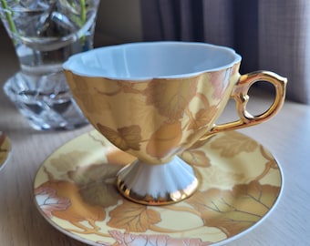 Vintage Yamasen 24K Gold Plated Tea Set: Fine Porcelain Coffee