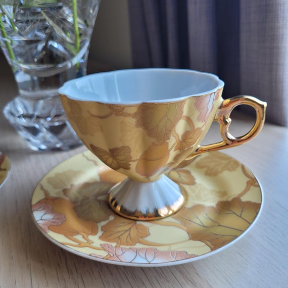 Vintage Yamasen 24K Gold Plated Tea Set: Fine Porcelain Coffee
