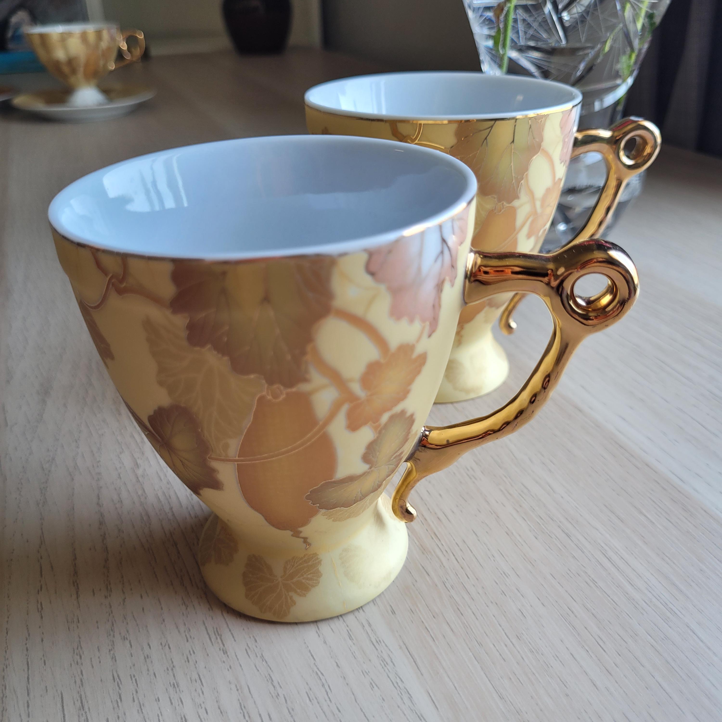 Vintage Yamasen 24K Gold Plated Tea Set: Fine Porcelain Coffee