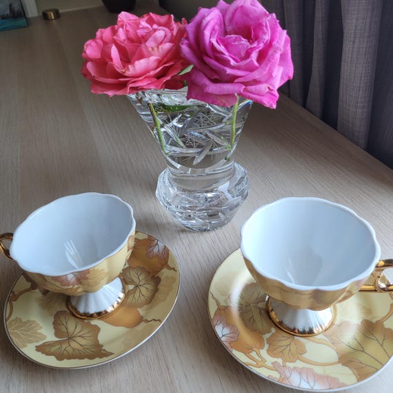 アンティーク雑貨 yuu Vintage Yamasen 24K Gold Plated Tea Set: Fine Porcelain Coffee