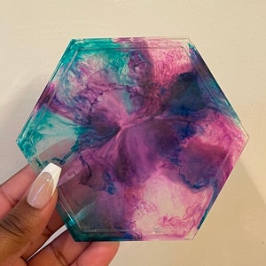 Custom Hexagon Coasters, handmade resin coasters, home decor, custom logo coasters, purpose home studio