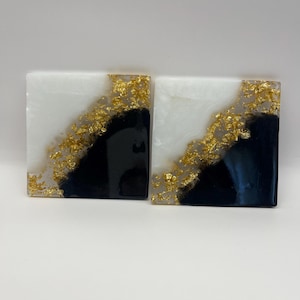 Custom Handmade Square Resin Coasters, Modern Home Decor