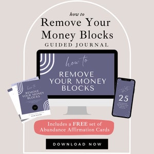 Elimine sus bloqueos de dinero: indicaciones de diario guiadas imprimibles / Abundancia financiera / Tarjetas de afirmaciones de abundancia GRATIS