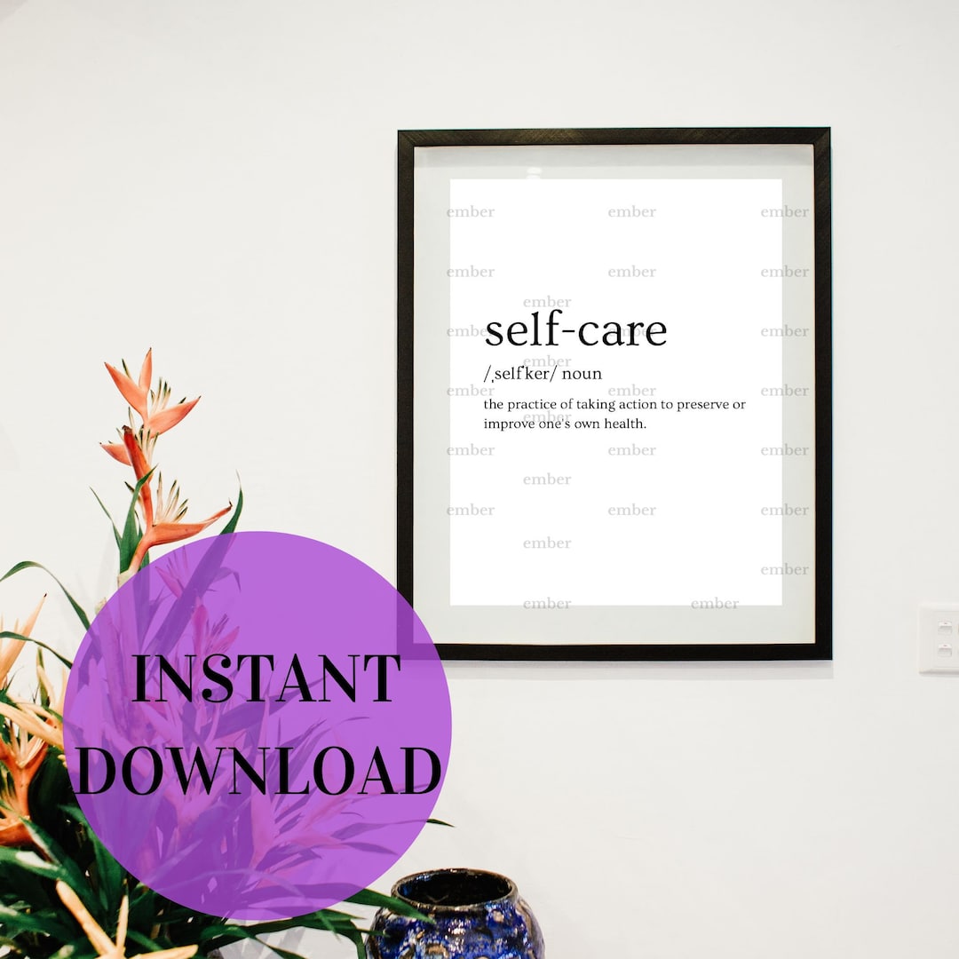 Self Care Sign Self Care Definition Wall Art White Version Etsy