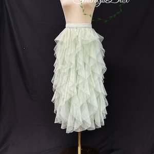 Handmade Multilayer Irregular Hem Skirt,Tulle Full Skirt,Tulle Layered Skirts,Elastic High Waist Mesh Skirt,Women Mesh Long Tiered Skirt