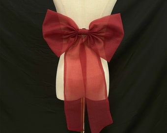 Burgundy Organza Bow Detachable Bow Wedding Dress Bow Removable Bow for Bridal Dress, Wedding Accessory