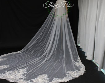 Silver Embroidery Lace Wedding Veil Comb Veil,Sequined Veil 3D Flower Veil Chapel Veil Cathedral Veil Long Comb Veil Bridal Veils