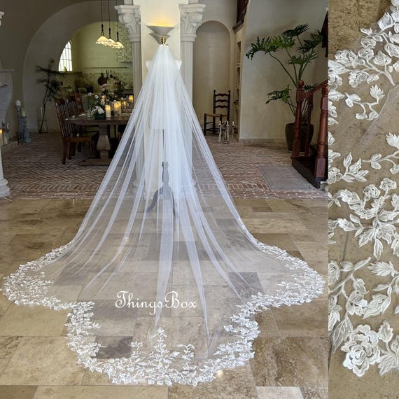 Petal Edge Mermaid Tail Veil Bridal Veil Roses Flowers  display picture 1