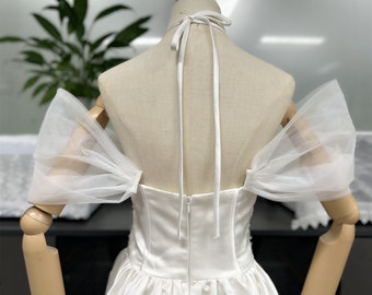 Mangas desmontables, mangas de novia, mangas de tul color marfil, tirantes desmontables para vestido de novia, tirantes al descubierto, mangas desmontables para boda