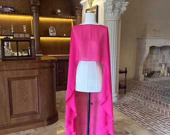 Chiffon Brautumhang, Benutzerdefinierte Farbe Brautumhang, langer Umhang-Zug, Strand-Hochzeits-Schulter-Umhang-Schleier, Ereignis im Freien, leichte Vertüllung für Kleid
