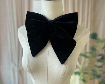 Black Velvet Bow Red/White/Green/Blush/Gray Bow Wedding Dress Bow Detachable Bow for Bridal Dress, Wedding Accessory Custom Color Bow