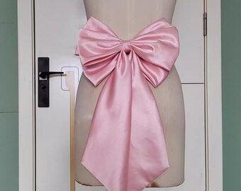 Double Bow Pink Satin Bow Blue Taffeta Bow Wedding Dress Bow Detachable Bow for Bridal Dress, Wedding Accessory Custom Color Bow