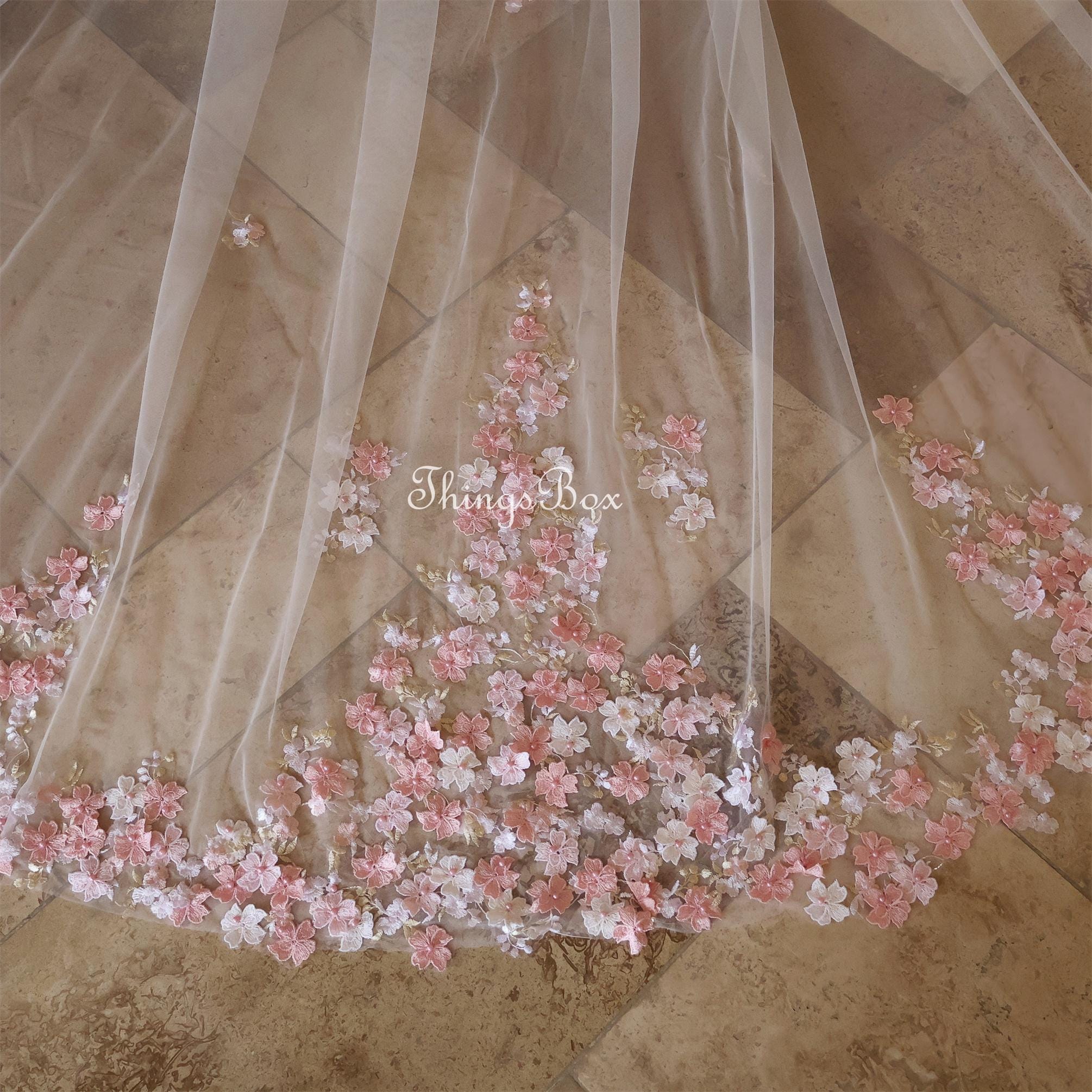 Pink Flower Veil - Etsy