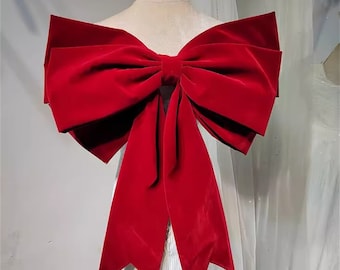 Large Red Velvet Bow Wedding Dress Prom Dress Bow Detachable Bow for Bridal Dress, Wedding Accessory Custom Color Bow