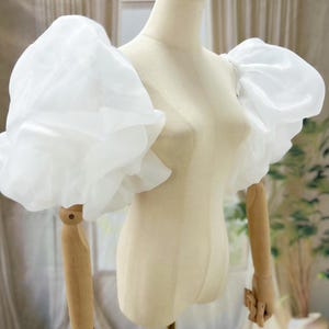 Ivory Bubble Sleeves Organza Puff Sleeves, Bridal Elastic Sleeves, Wedding Dress Sleeve, Half Sleeve Removable Sleeve, Detachable Sleeves
