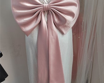 Blue Bow Blush Pink Satin Bow Taffeta Bow Wedding Dress Bow Detachable Bow for Bridal Dress, Wedding Accessory