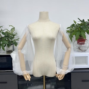 Tulle Bubble Sleeves, Simple Removable Sleeves, Bridal Sleeves, Ivory Tulle Sleeves, Detachable Wedding Dress Sleeve, Elastic Sleeve
