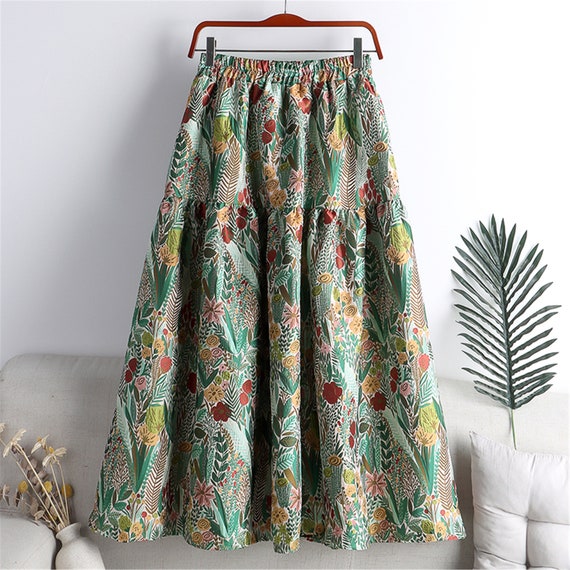 Gorgeous Jacquard Embroidery Swing Pleated Skirtwalking - Etsy