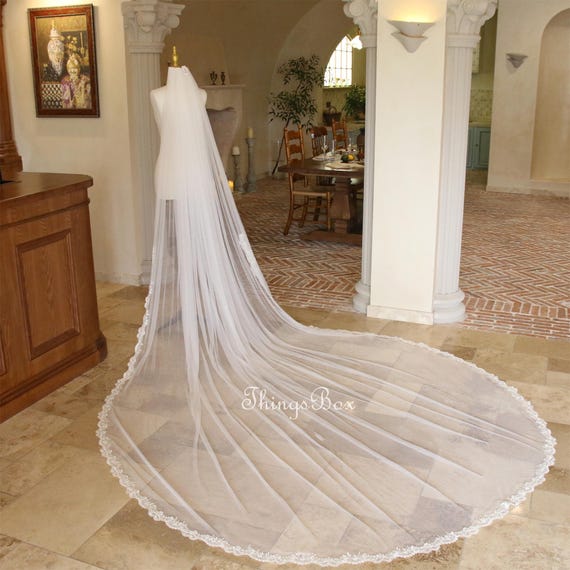 Beaded Lace Trimming Wedding Veil Embroidery Flowery Tulle 