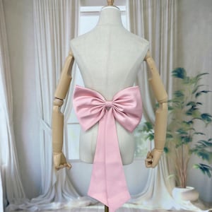 Pink Satin Bow Taffeta Bow Wedding Dress Bow Detachable Bow for Bridal Dress, Ribbon Bow Wedding Accessory Bow Sash Custom Color/Size