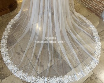 Ivory Beaded Lace Pearled Lace Detachable Train, Romantic Removable Lace Overskirt, Bridal Wedding Train, Custom Veil/Overskirt