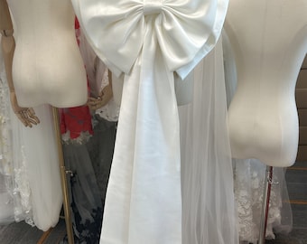 Ivory Oversized Ribbon Bow Double Taffeta Bow Wedding Dress Satin Bow Train Detachable Ribbon Bow Bridal Wedding Decoration Bows Custom