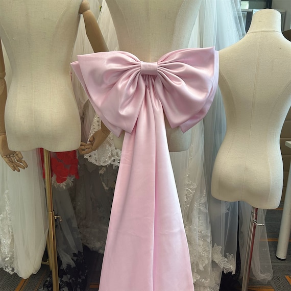 Pink Oversized Ribbon Bow Double Taffeta Bow Wedding Dress Satin Bow Train Detachable Ribbon Bow Bridal Wedding Decoration Bows Custom, 106