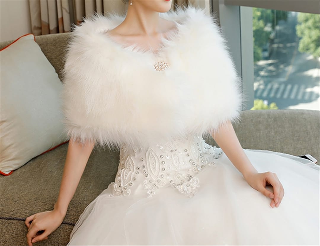 fur wedding shawl