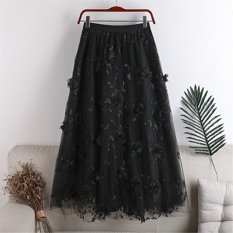 3D Flowers Applique Tulle Full Skirtdouble Layers Tulle - Etsy