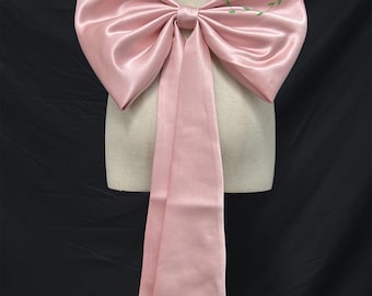 Blaue Schleife Blush Pink Satinschleife Taftschleife Hochzeitskleidschleife abnehmbare Schleife für Brautkleid, Hochzeitsaccessoire