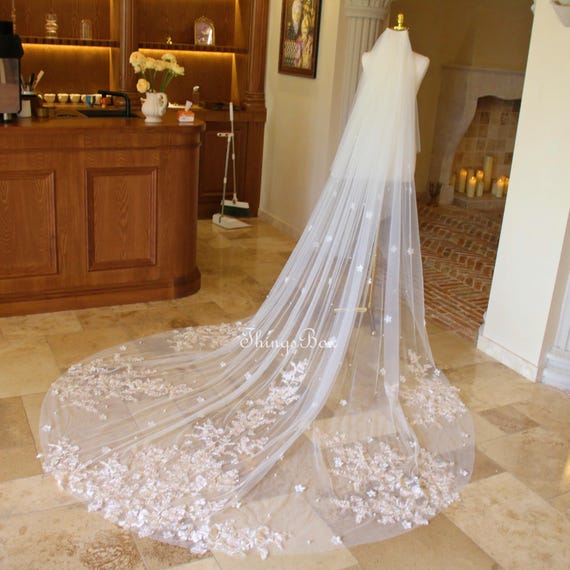 New waltz length veil with blusher, peach blush color Drop Style Waltz Length Tulle 2 Tiers Wedding Veil with  main image 2